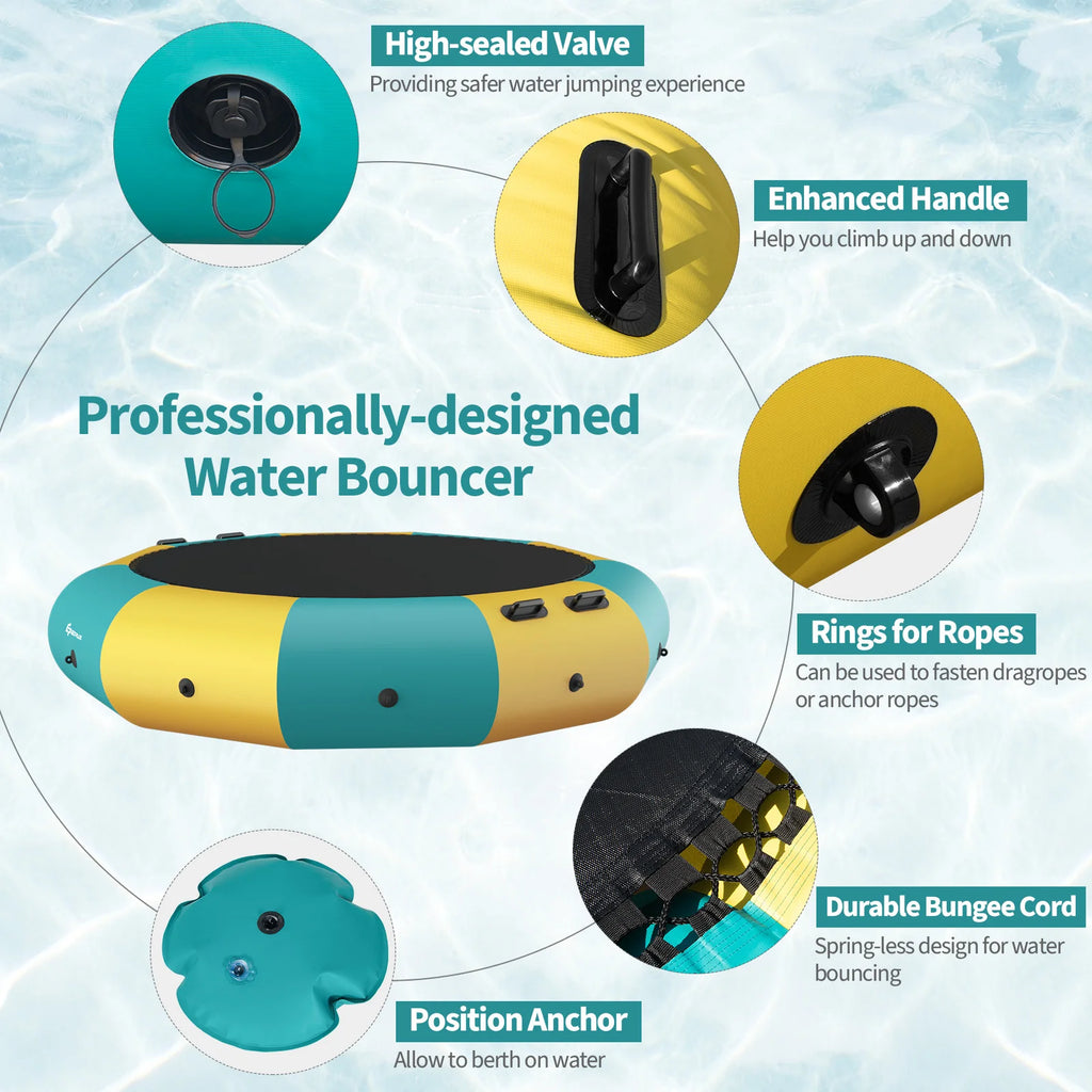 10FT Inflatable Water Bouncer Splash Padded Water Trampoline