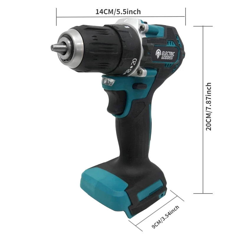 1/2 inch 1700RPM cordless drill, compact hammer drill, brushless motor, lithium electric drive, suitable for 18V Makita battery