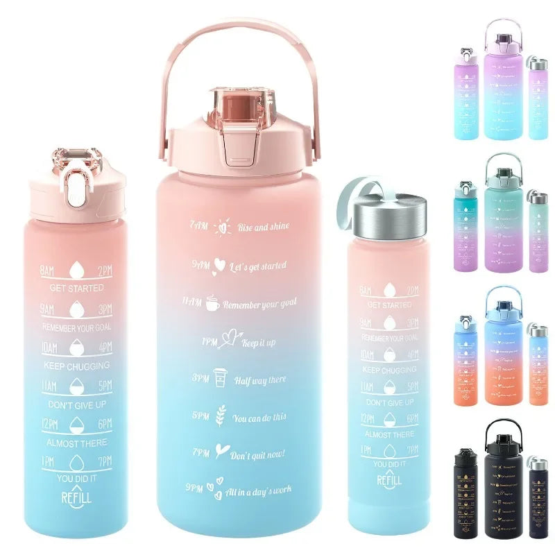 Water Bottle Motivational Drinking Bottle Sports Water Bottle with Time Marker Portable Reusable Plastic Cups Outdoor Travel Gym