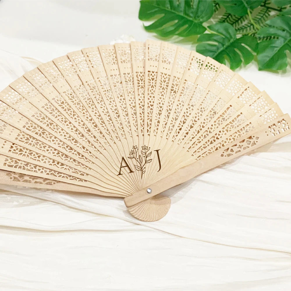 10/50 Pieces Personalized Hand Fan Wedding, wooden folding hand fans, Personalized Fan Wedding Gifts Guests Lot with Fan Bag