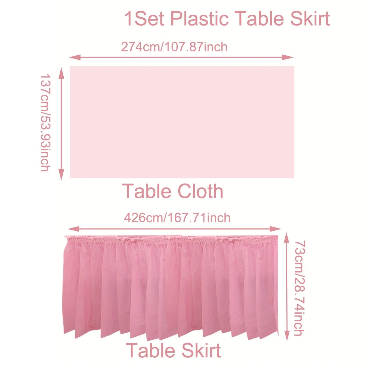 2pcs/pack Plain Disposable Table Skirt, PE Rectangle Tablecloth And Skirt Decoration For Wedding Birthday Party Supplies