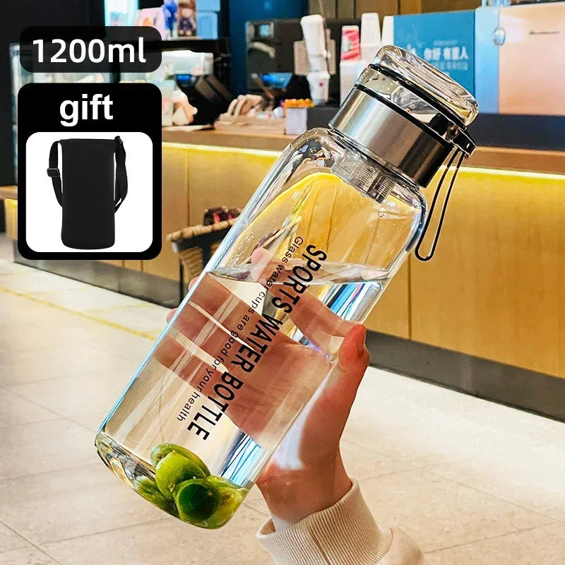 0.75/1.0/1.2/1.5/2L Large Capacity Glass Transparent Water Bottles Milk Juice Cup for Tour Outdoor Sports Travel Glass Bottle