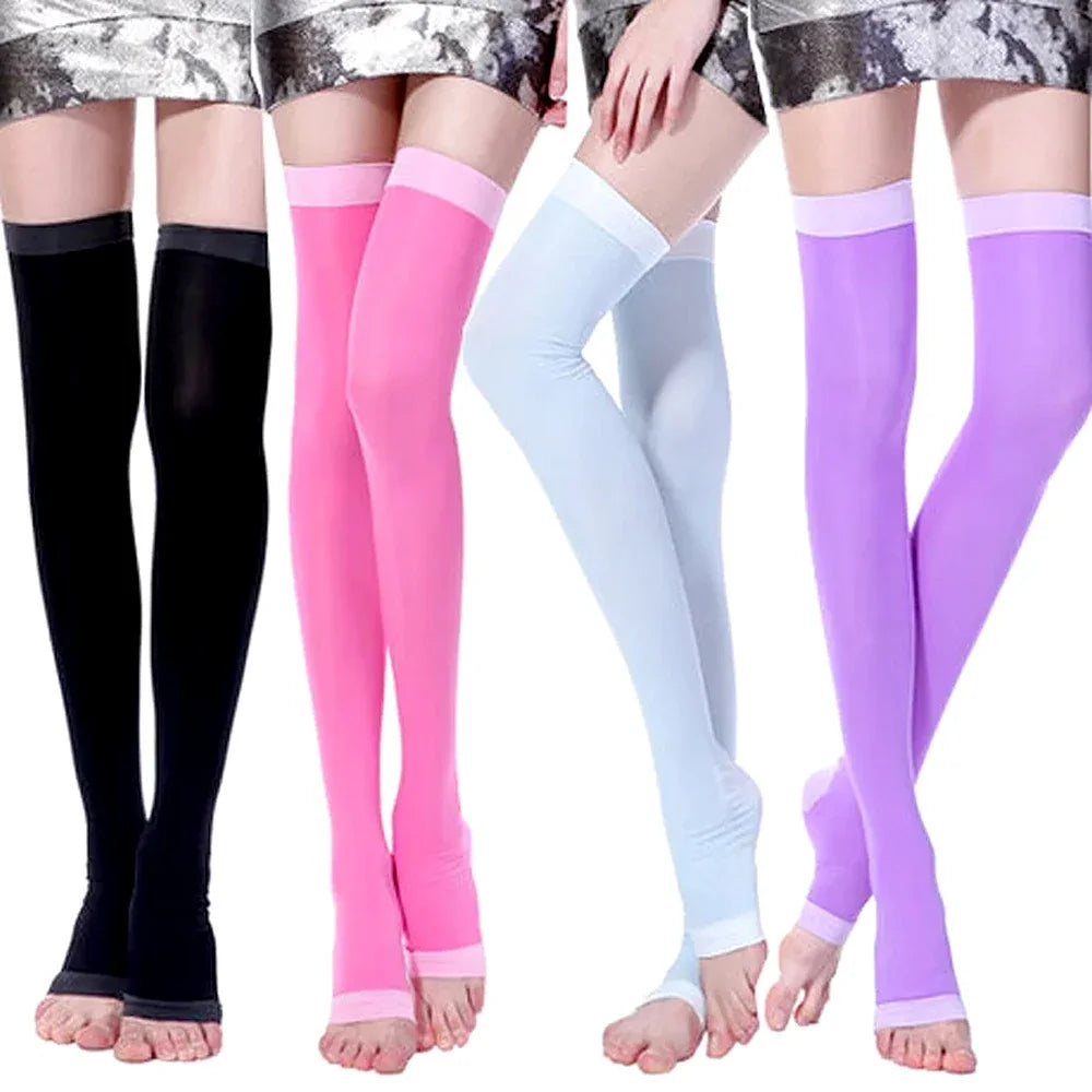 1 Pair Women 420D Sleeping Burn Fat Socks Slim Leg Warmer Compression Stockings