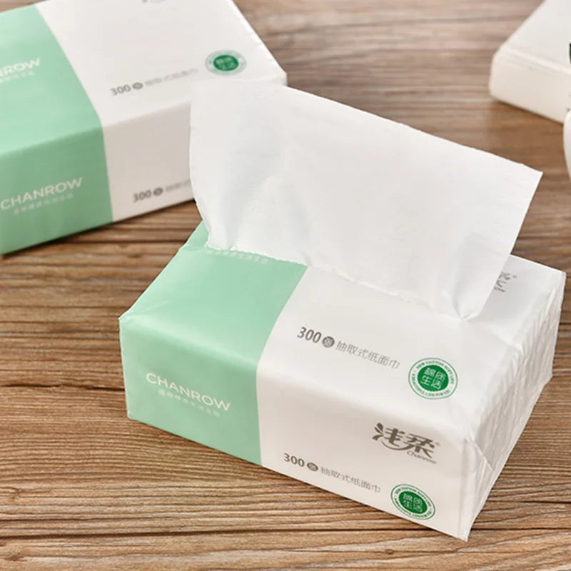 3 Packs 300pcs/pack Toilet Paper 4 Layers Thickened Wettable Facial Tissue Kitchen Napkins Handkerchiefs Disposable Tissue Paper
