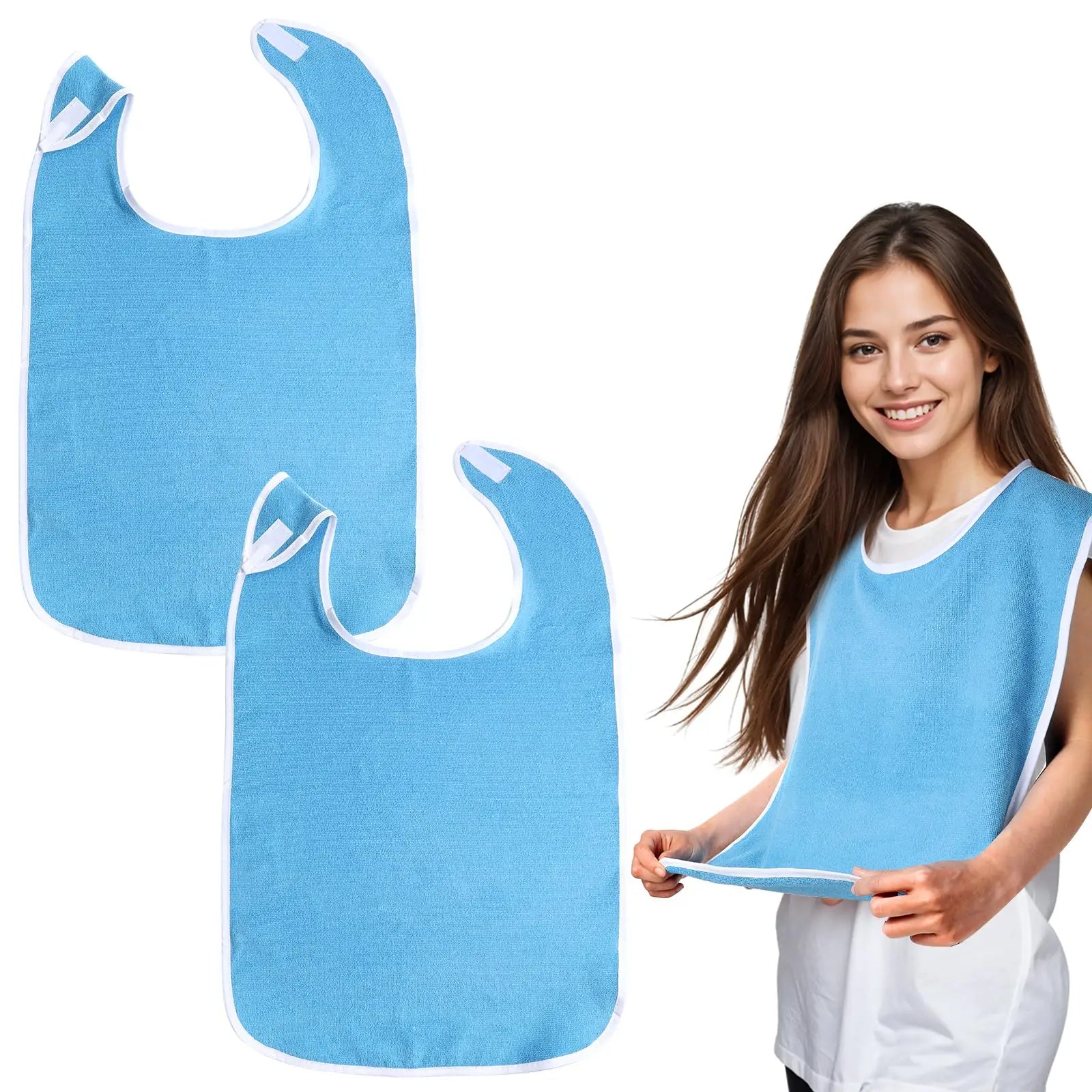 1/2pcs Adjustable Adult Bib Machine Washable for Elderly Adults to Prevent Drooling and Spills Adult Bibs for Eating Nursing Bib