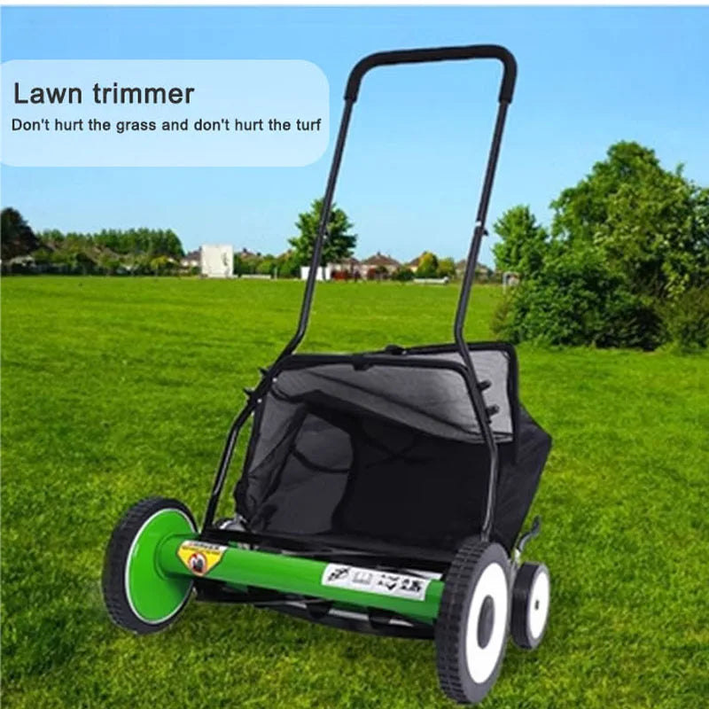 16" Four Wheels Multifunction Lawn Mower Hand Push Pruning Machine Garden Trimming Equipment Small Gardening Tools & Accesorries