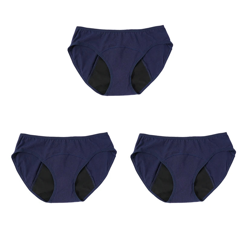 3PCS Menstrual Panties Physiological Pants Women Underwear Period Cotton Absorb Water Quick-dry Briefs Female Lingerie Plus Size