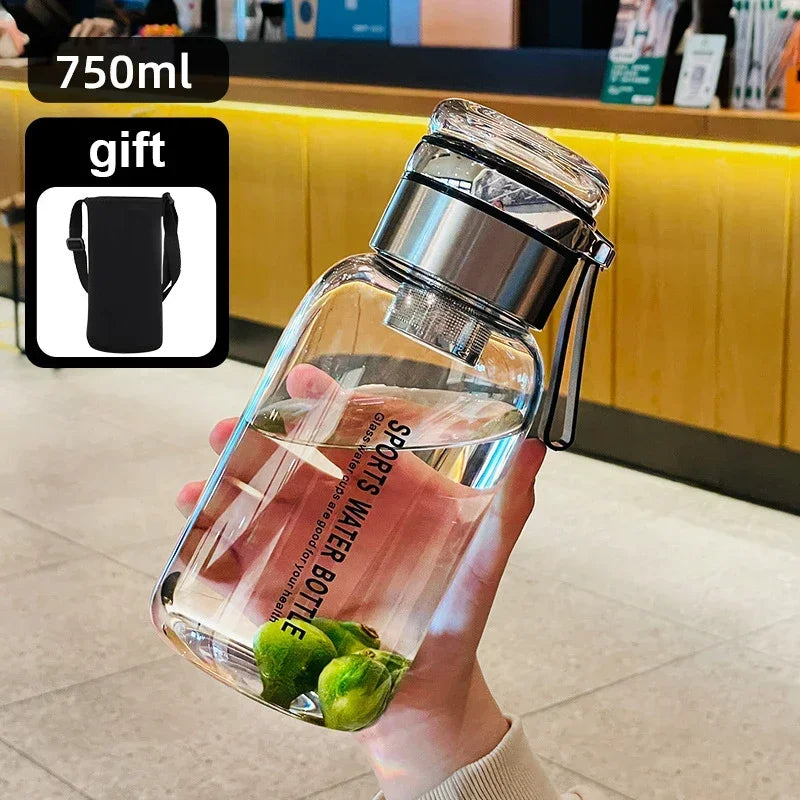 0.75/1.0/1.2/1.5/2L Large Capacity Glass Transparent Water Bottles Milk Juice Cup for Tour Outdoor Sports Travel Glass Bottle