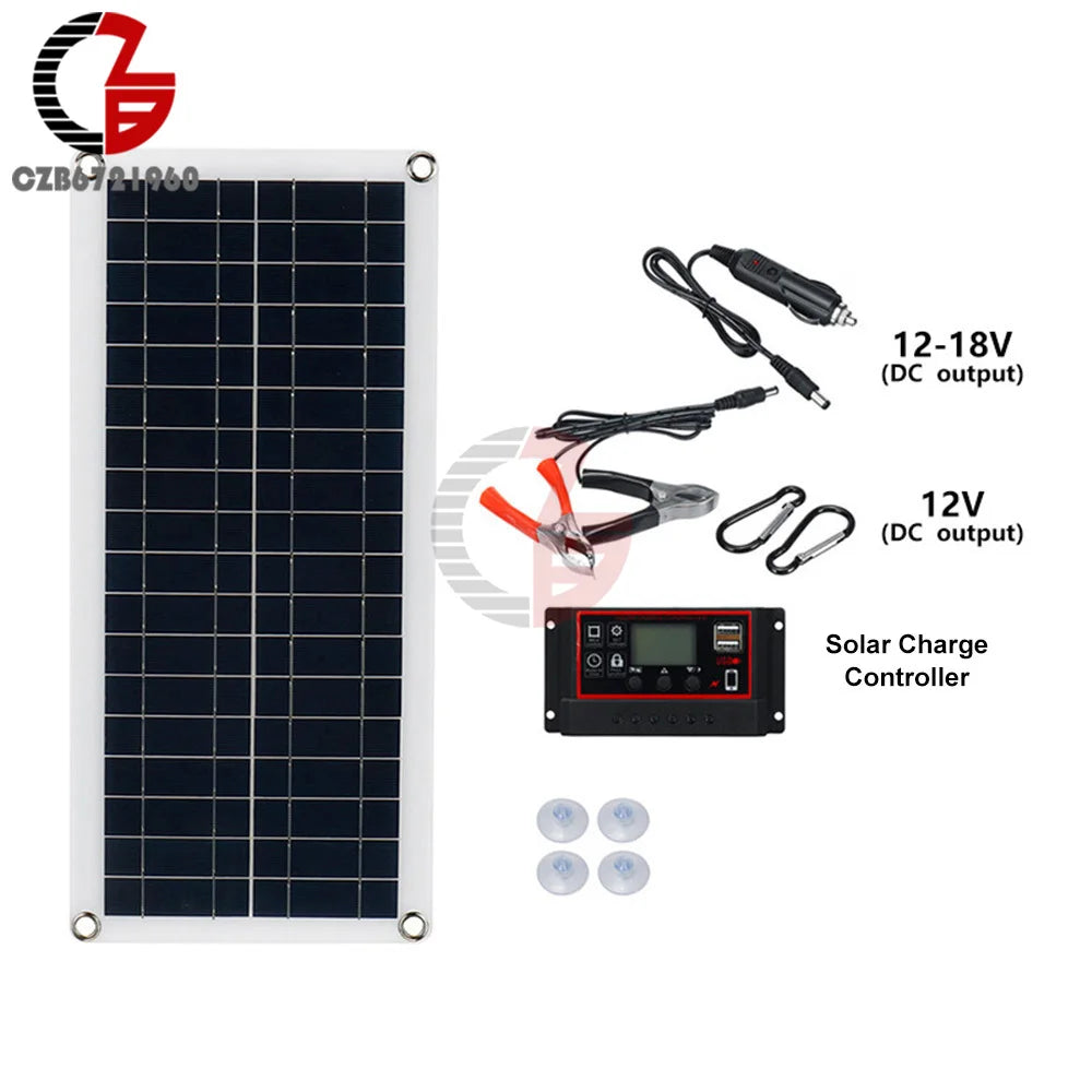 1000W 12V Solar Battery Charger & Maintainer Portable 12 Volt Solar Panel Charging Kit for Car Automotive Boat RV Marine Inveter