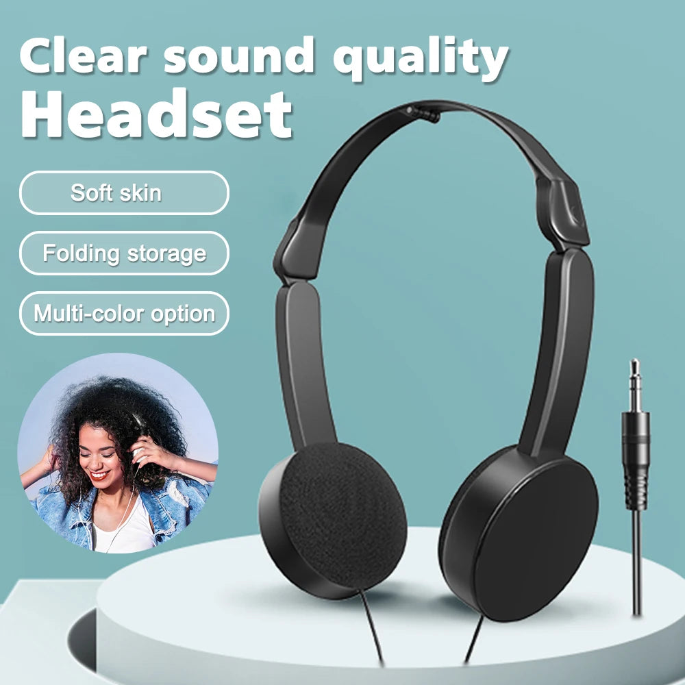 3.5mm headband wired headphones Foldable stereo sports headphones Fashion music headphones Suitable for MP3/mobile phone/tablet
