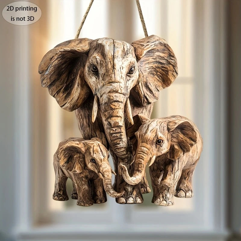 2D Flat Printing Large-scale Wooden Art Elephant Head Flat Home Decoration Wall Decor Festival Wall hanging Retro Items
