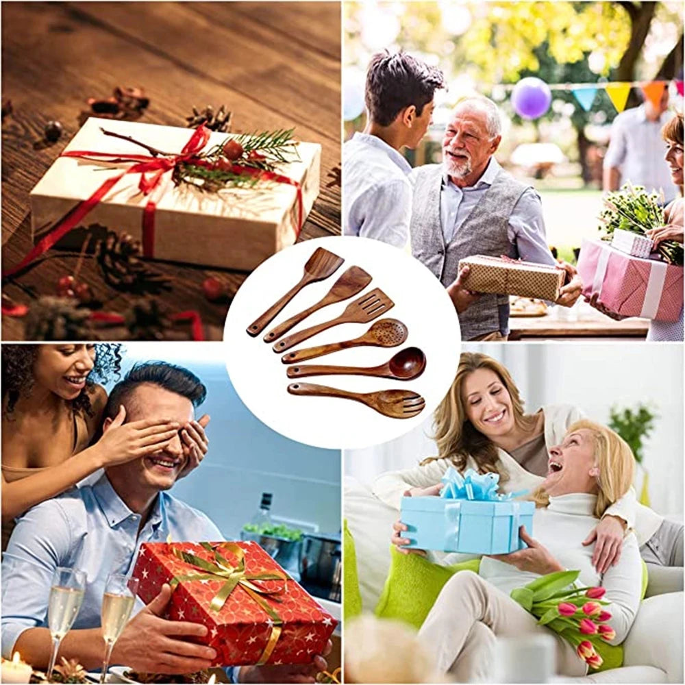 1-10 PC Wooden Cooking Spoons Smooth Teak Wooden Cooking Utensils Non-Stick Wooden Cooking Utensils – Wooden Spoons Set