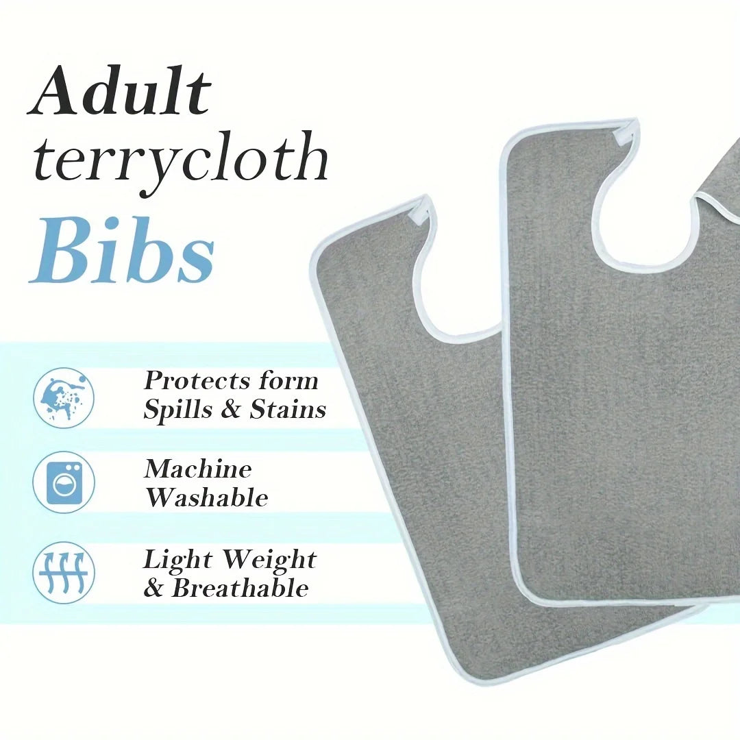 1/2pcs Adjustable Adult Bib Machine Washable for Elderly Adults to Prevent Drooling and Spills Adult Bibs for Eating Nursing Bib