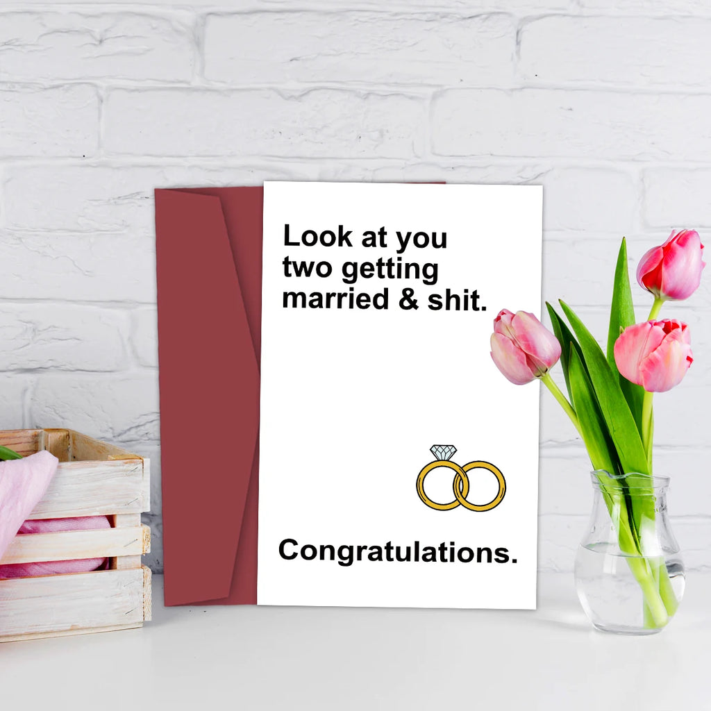 1Set Funny Marriage Congratulations Card For Newly Wed Couple,Hilarious Engagement Cards For Friends Personalized Wedding Cards