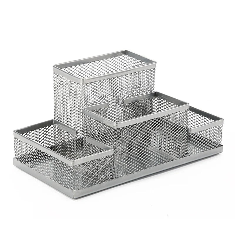 1Pc Fashion Multifunctional Office Stationery Desk Organizer Mesh Collection Pen Holder Organizer Box Office School Supplies