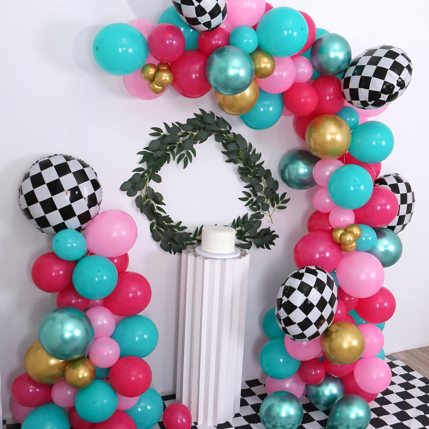 148 balloon sets for girls' birthday party decoration, pink and blue tea party party square background wall decoration balloons