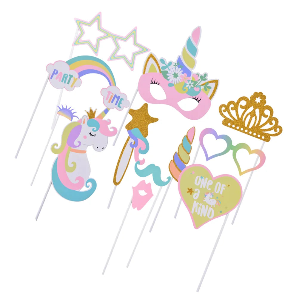 12 Pcs Photo Props Fotobudka Photobooth Wedding Accessories Photomaton Funny Party Unicorn Selfie Birthday Supplies Baby Shower
