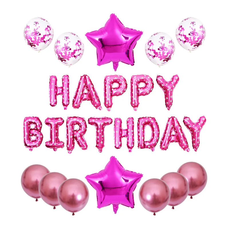 25pcs/set Happy Birthday Balloons Set Foil Letter Balloon Garland Bunting Banners Kids Birthday Party Babay Shower Decoration