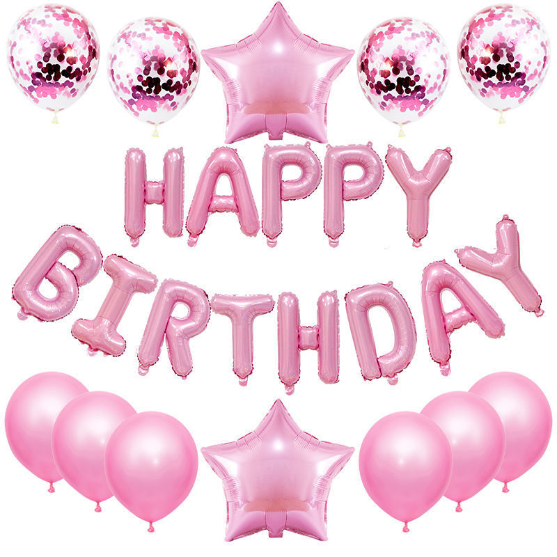 25pcs/set Happy Birthday Balloons Set Foil Letter Balloon Garland Bunting Banners Kids Birthday Party Babay Shower Decoration