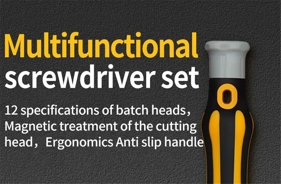 12 In 1 Magnetic Screwdriver Set Cross Flat Shaped Screwdriver Head Multifunctional Precision Handheld Maintenance Tool