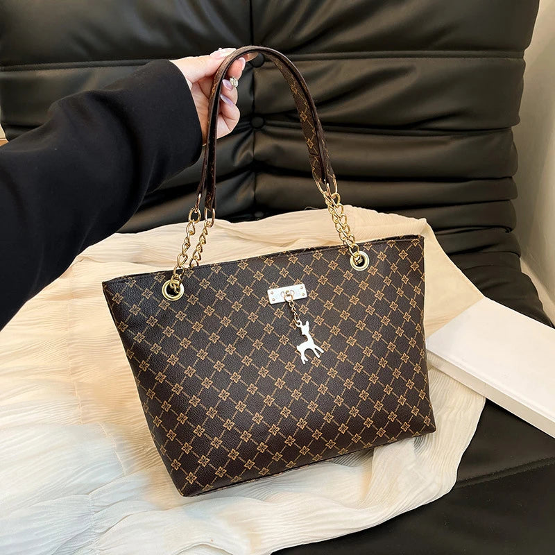 2024 Autumn and Winter New Presbyopic Handbag Shoulder Bag Large Capacity Tote Bag Women's Bag