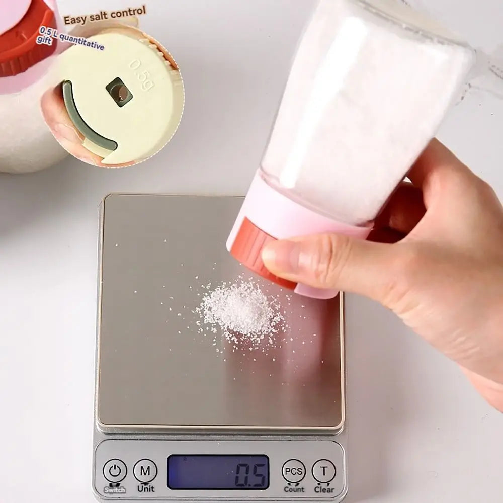 0.5g Quantitative Seasoning Container Dustproof Press Type Seasoning Jar Seasoner Storage Salt Dispenser for Home Kitchen