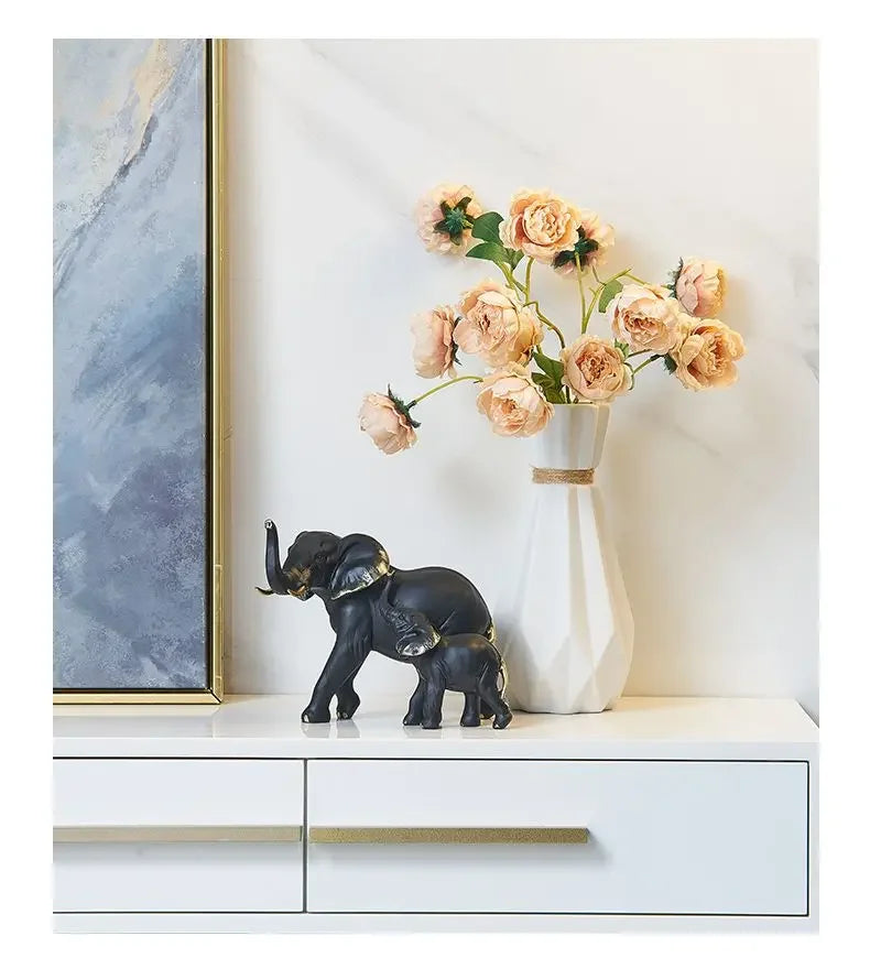 1pairs Creative Modern Decor Animal Resin Elephant Statues & Figurines Sculpture Living Room Table Ornaments Crafts