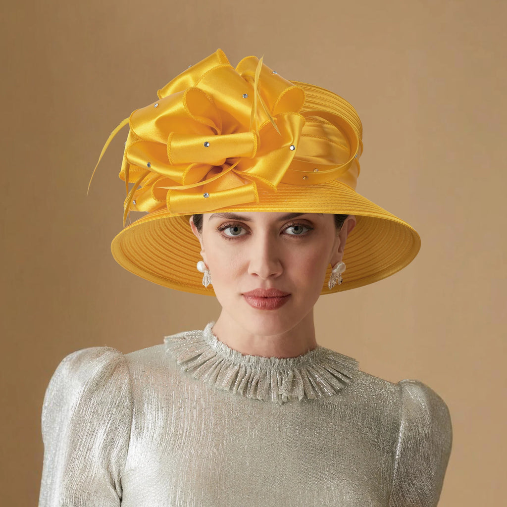 2025 New Fascinator Hats for Women Elegant Wedding and British Lady Deby Race Top Church Hats for Black Women S10-4585