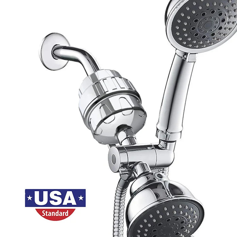 15 Layers of Filtration  Shower Water Filter Remove Chlorine Heavy Metals - Filtered Showers Head Soften for Hard Water