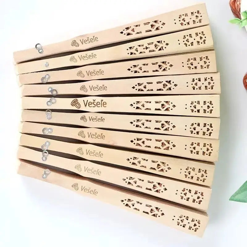 20/60PCS Customized Personalized Wood Folding Hand Wedding Fans Personality bride Fans Gifts For GuestBirthday Baby Party Favor