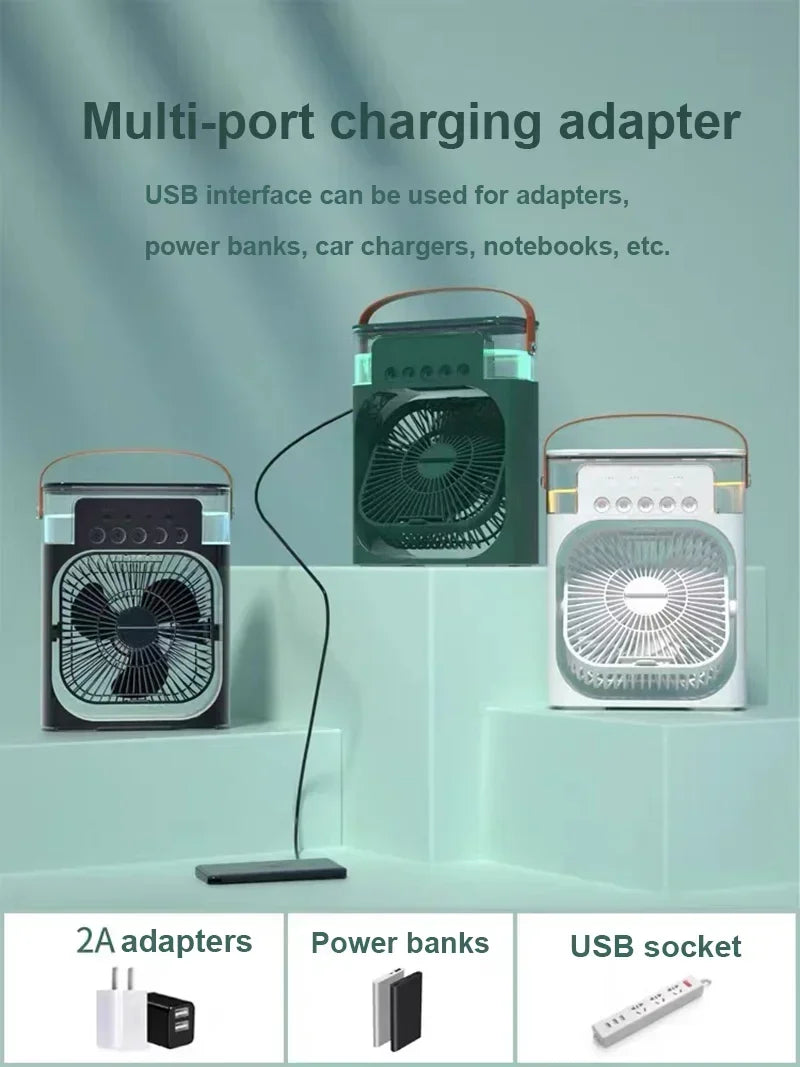 3 In 1 Fan AIr Conditioner Household Small Air Cooler LED Night Light Portable Air Adjustment Fan Office Home Fan New