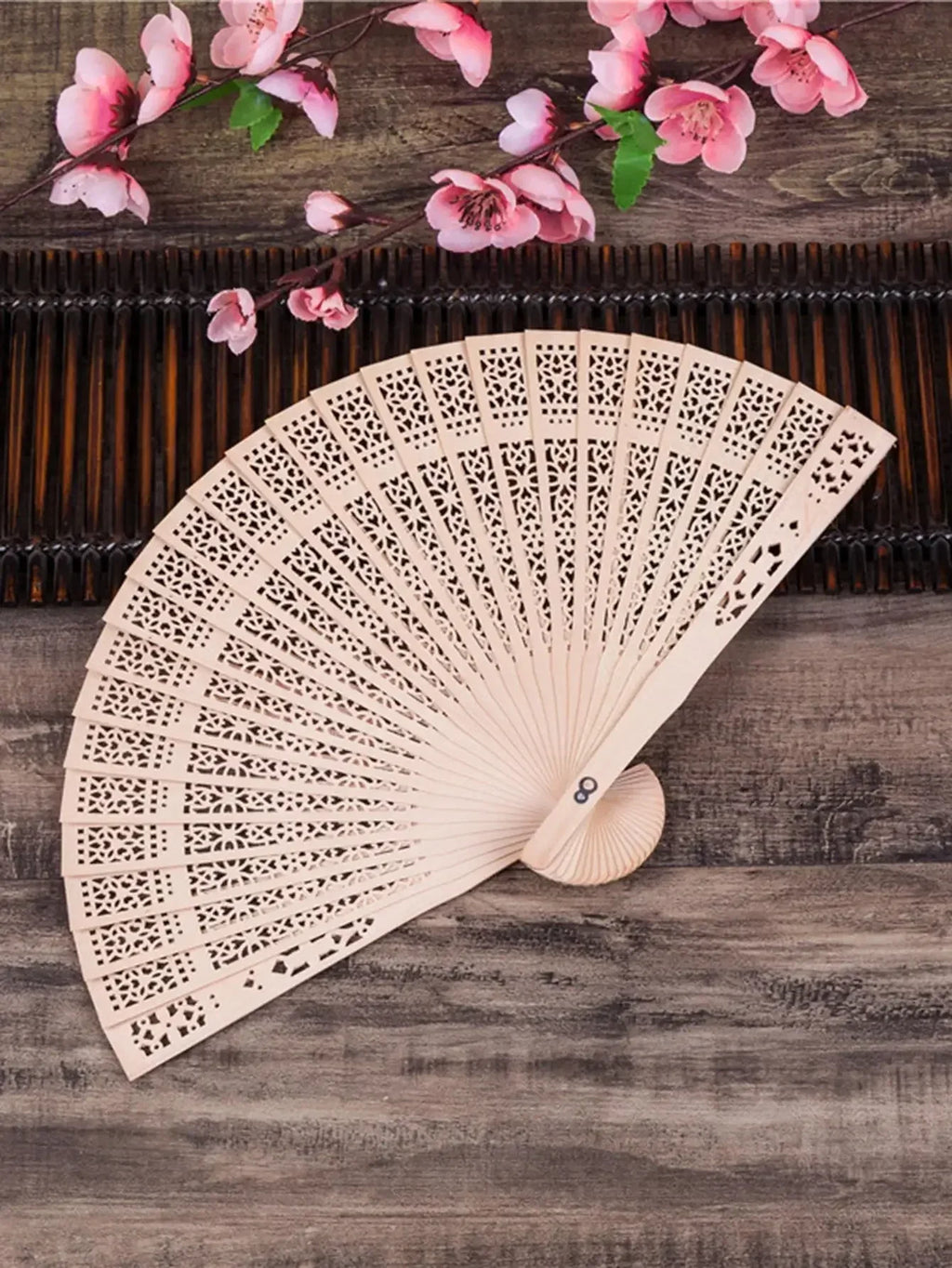 1pc-Elegant Wooden Folding Hand Fan Favored By Fans, Favored By Wedding Parties and Performances