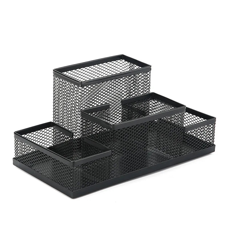 1Pc Fashion Multifunctional Office Stationery Desk Organizer Mesh Collection Pen Holder Organizer Box Office School Supplies