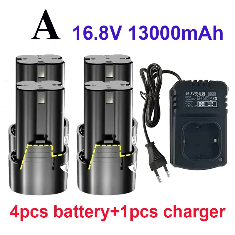 100% New Original 16.8V.13000mAh. Tool. Electric. Battery, rechargeable drill. Screwdriver. Wireless. Electric drill.