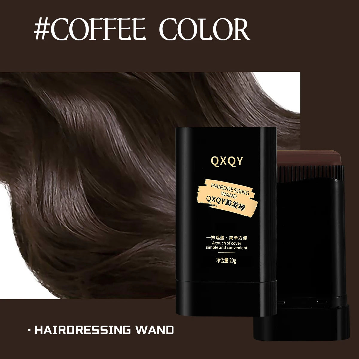 3 Colors Natural Looking Hair Stick to Cover White Hair, Smooth Quick Coloring Non Fading, Disposable Roots Hair Dyeing Stick