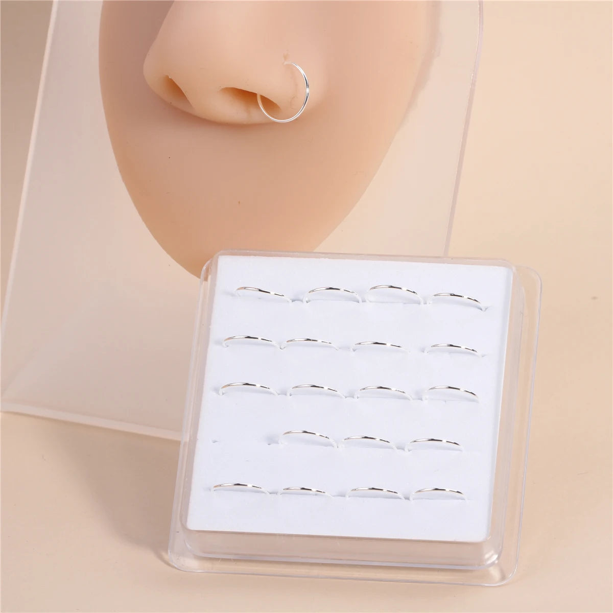 20PCS 10MM Hoop Nose Rings for Women Men Silver Gold Color Simple Classic Round Nose Rings