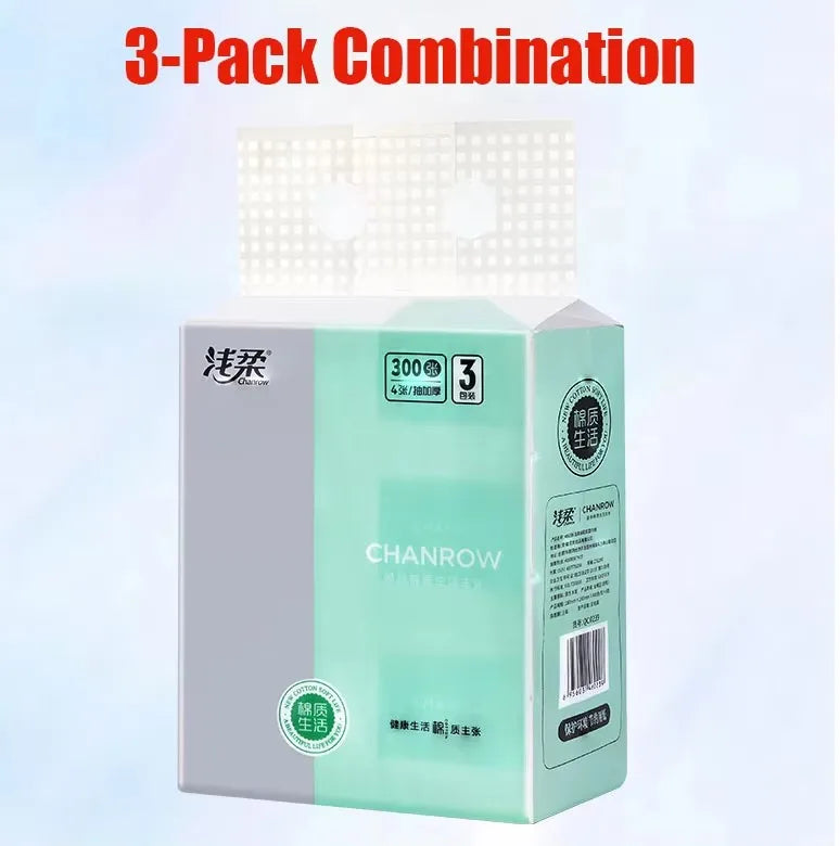 3 Packs 300pcs/pack Toilet Paper 4 Layers Thickened Wettable Facial Tissue Kitchen Napkins Handkerchiefs Disposable Tissue Paper