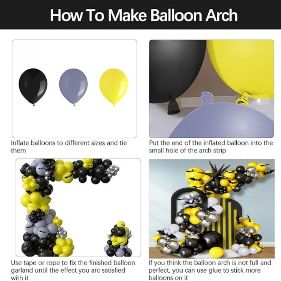 137 Pieces Set of Bat Theme Party Balloon Arch Set Balloon Set Birthday Party Party Decoration
