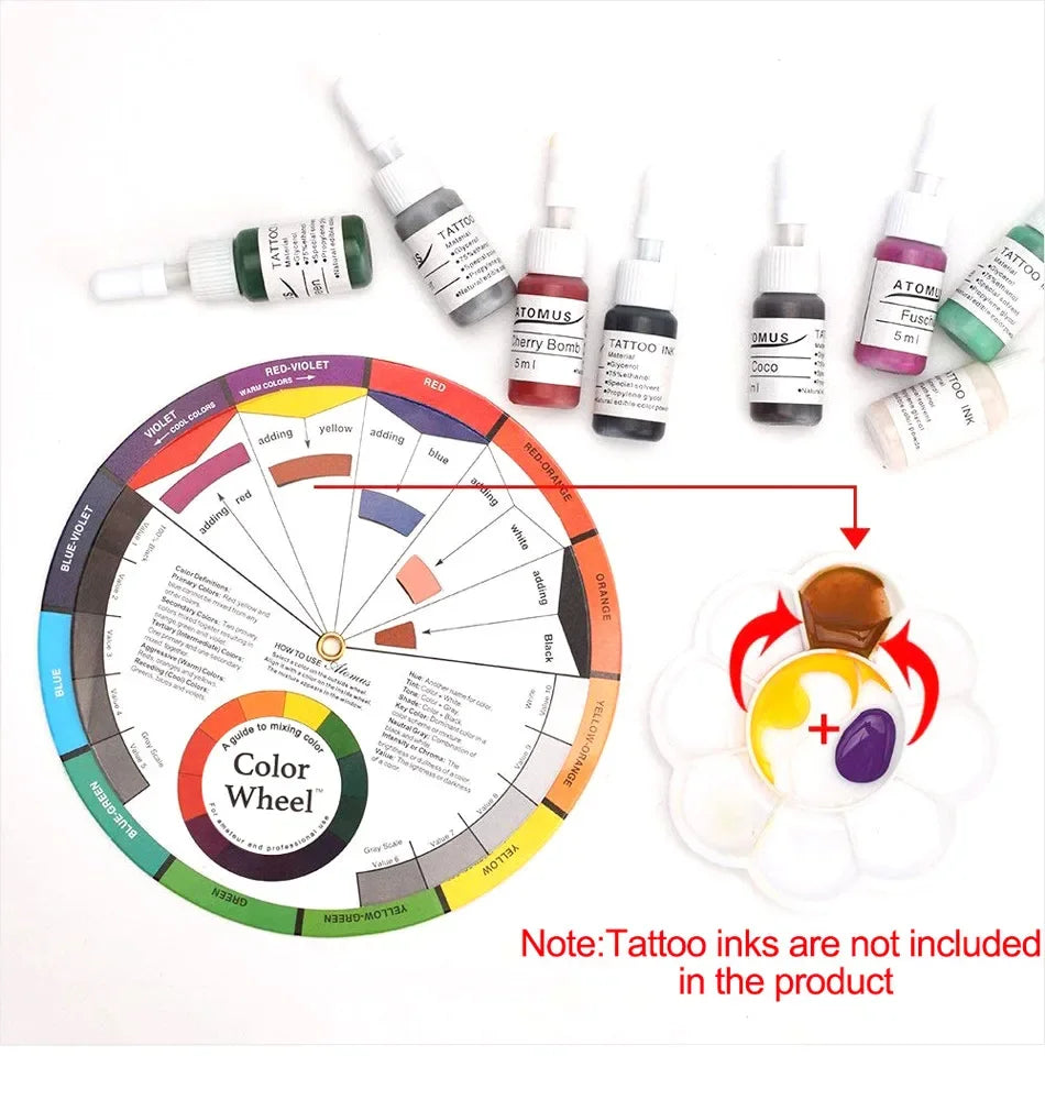 1Pcs 12 Color Paper Card Tattoo Color Wheel Circle Chromatic Eyebrow Tattoos Design Nails Professional Pigment Makeup Supplies