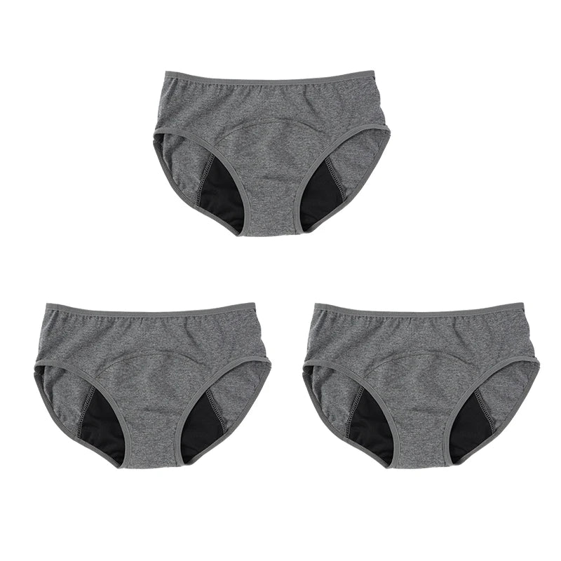 3PCS Menstrual Panties Physiological Pants Women Underwear Period Cotton Absorb Water Quick-dry Briefs Female Lingerie Plus Size