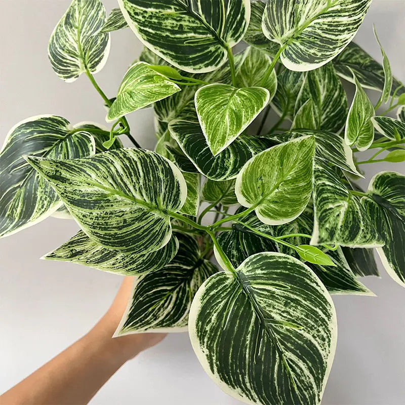 35cm 7 Forks Artificial Plants Fake Leaf Plant Wall Plastic Scindapsus Leaves Floral Small Creeper For Home Garden Office Decor