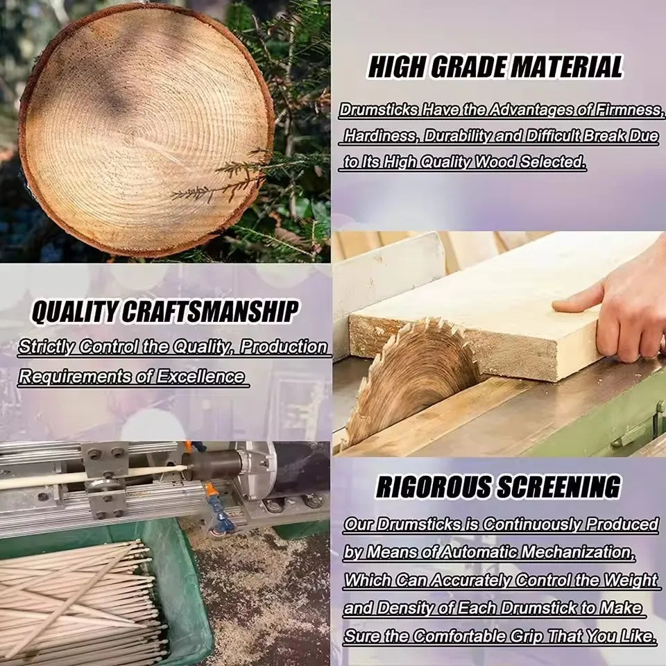 1Pairs 5A/7A Drumsticks, Wood Tip Drum Sticks Maple Wooden Drum Sticks Drum Set, Percussion Accessories for Drummer or Beginner