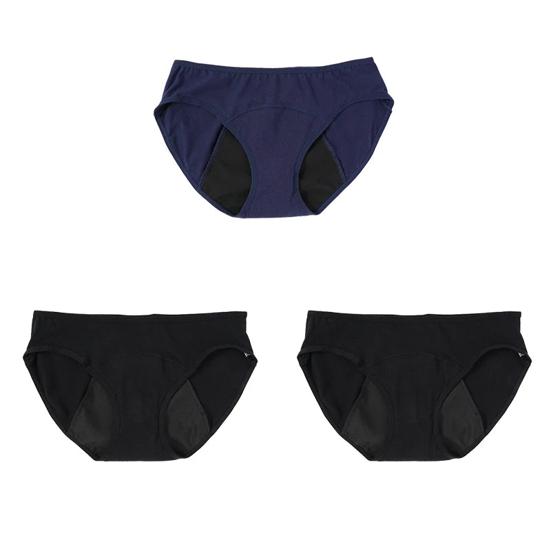 3PCS Menstrual Panties Physiological Pants Women Underwear Period Cotton Absorb Water Quick-dry Briefs Female Lingerie Plus Size