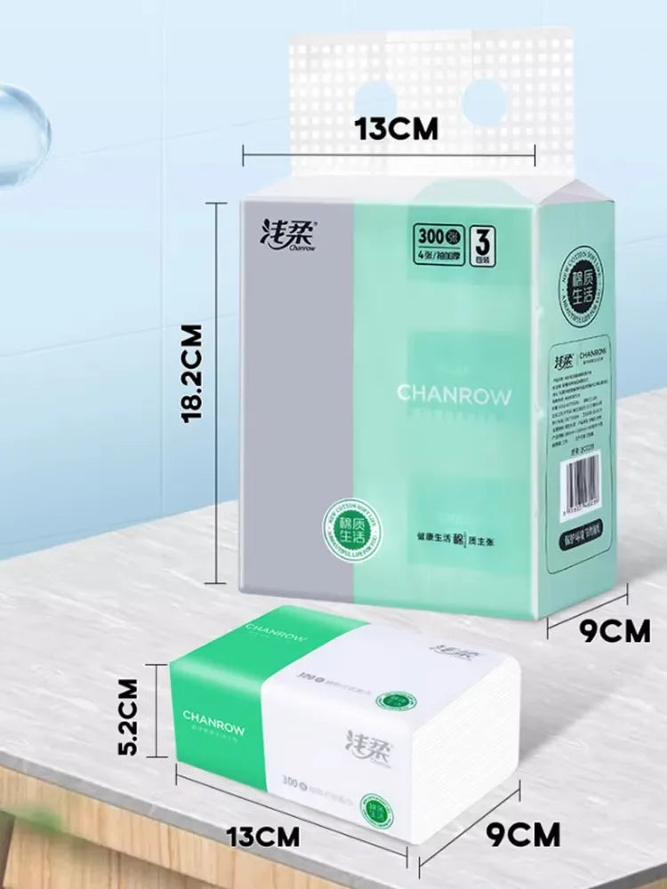 3 Packs 300pcs/pack Toilet Paper 4 Layers Thickened Wettable Facial Tissue Kitchen Napkins Handkerchiefs Disposable Tissue Paper