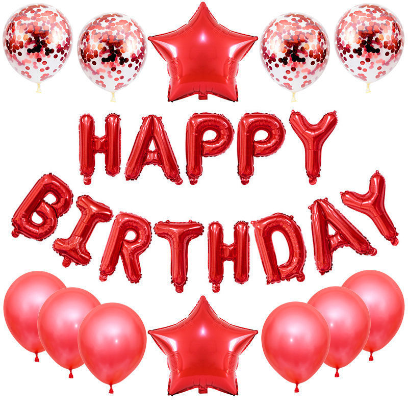 25pcs/set Happy Birthday Balloons Set Foil Letter Balloon Garland Bunting Banners Kids Birthday Party Babay Shower Decoration