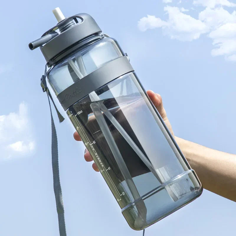 1L 2L 3L Double Straw Water Drinking Bottle Sport Water Bottle Cup with Straps BPA Free Outdoor Large 700 1000 2000 3000ml