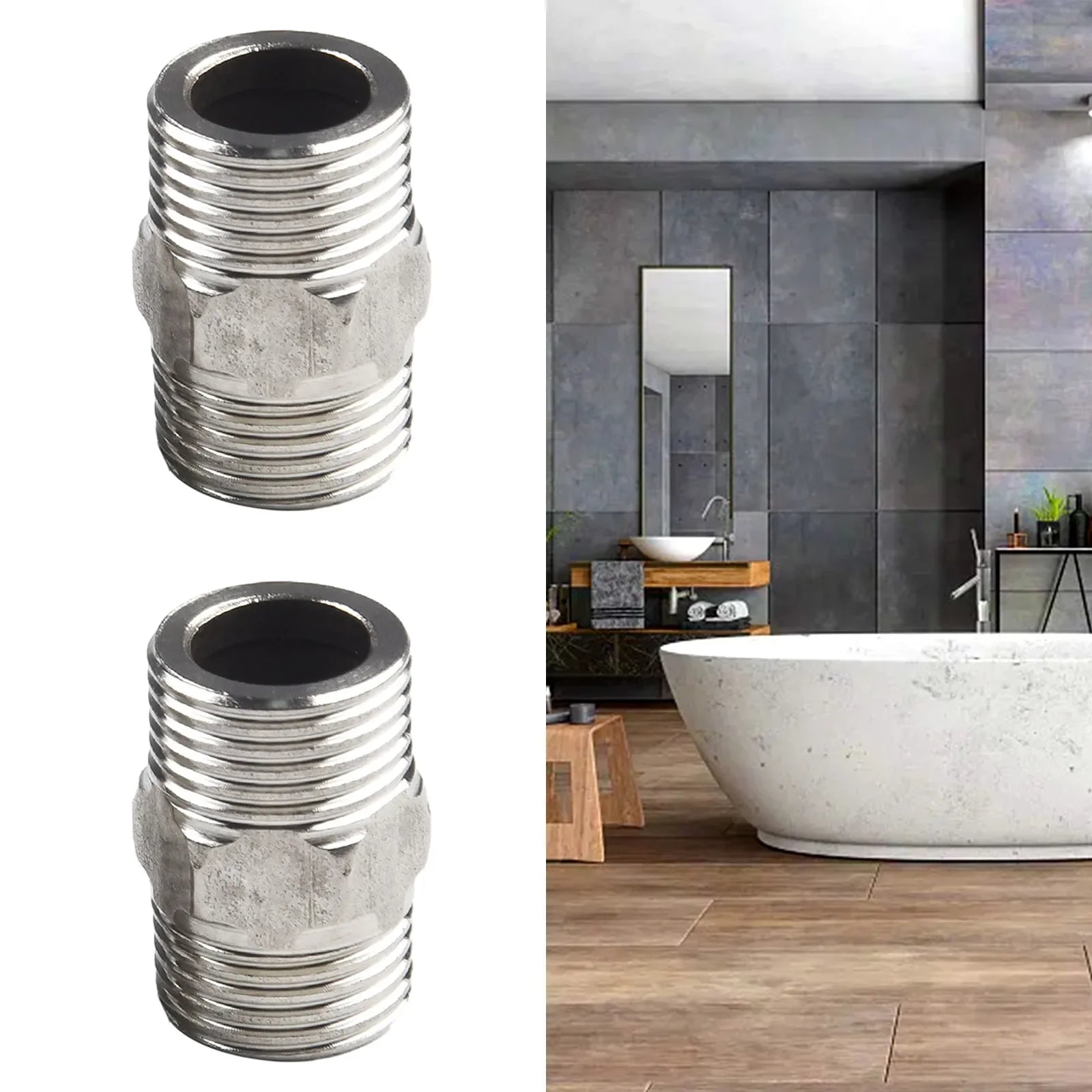 2 Pcs Shower Hose Extension Pipe Universal Hose Extender Bathroom Accessories For DIY Showers Bathrooms RVs Outdoor Showers