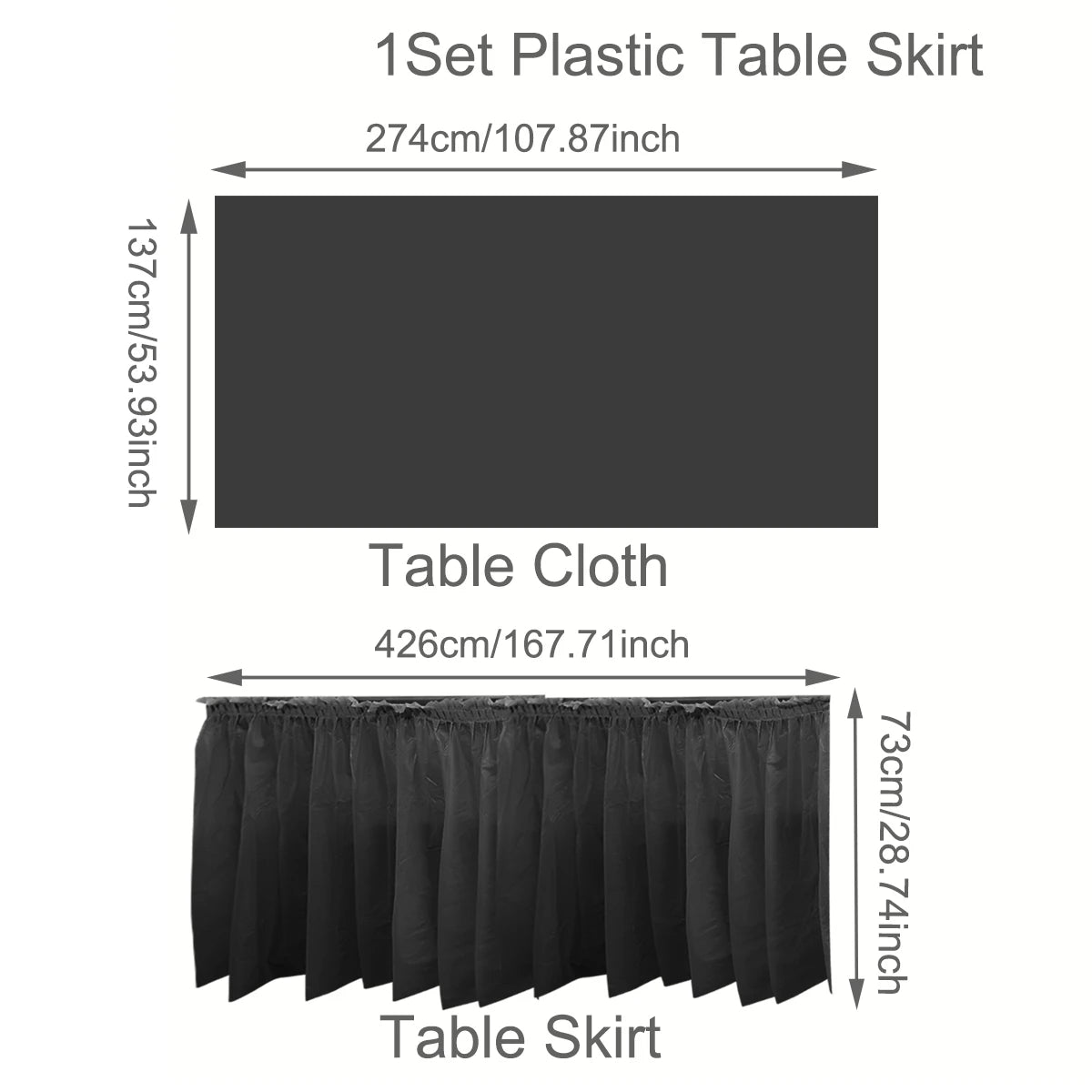 2pcs/pack Plain Disposable Table Skirt, PE Rectangle Tablecloth And Skirt Decoration For Wedding Birthday Party Supplies