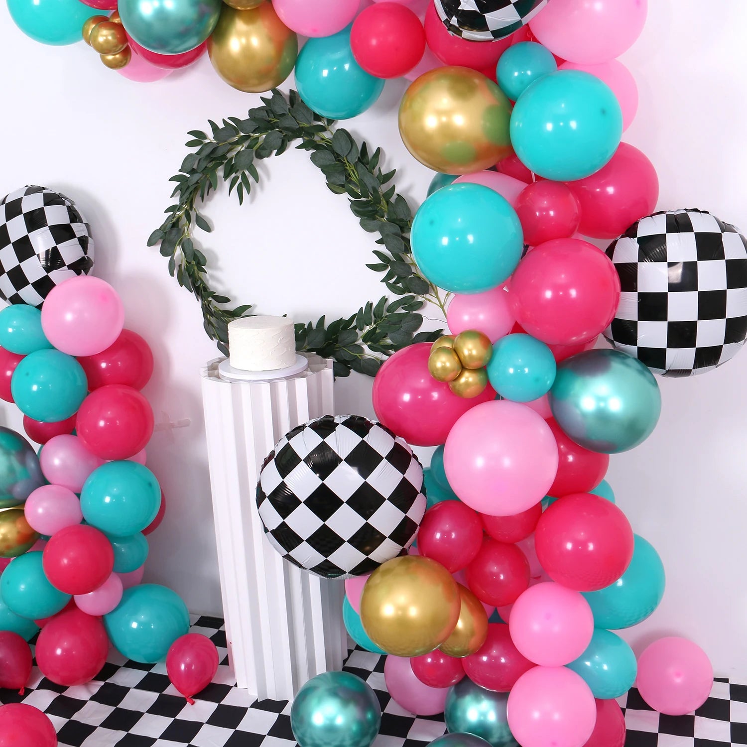 148 balloon sets for girls' birthday party decoration, pink and blue tea party party square background wall decoration balloons