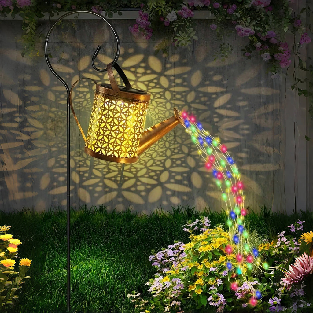 1pc Solar Watering Can With Lights Solar Lanterns Outdoor Hanging Waterproof Garden Decor Flash Warm Light